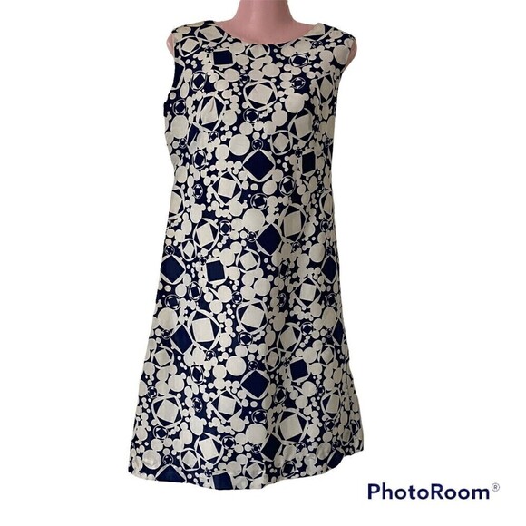 Klopman Dresses & Skirts - Vintage 60s Shift Dress Bust 36 Mod Abstract Klopman Whipped Cream Blue White